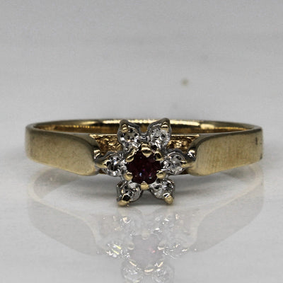 Synthetic Ruby & Diamond Ring | 0.04ct, 0.03ctw | SZ 5.75 |