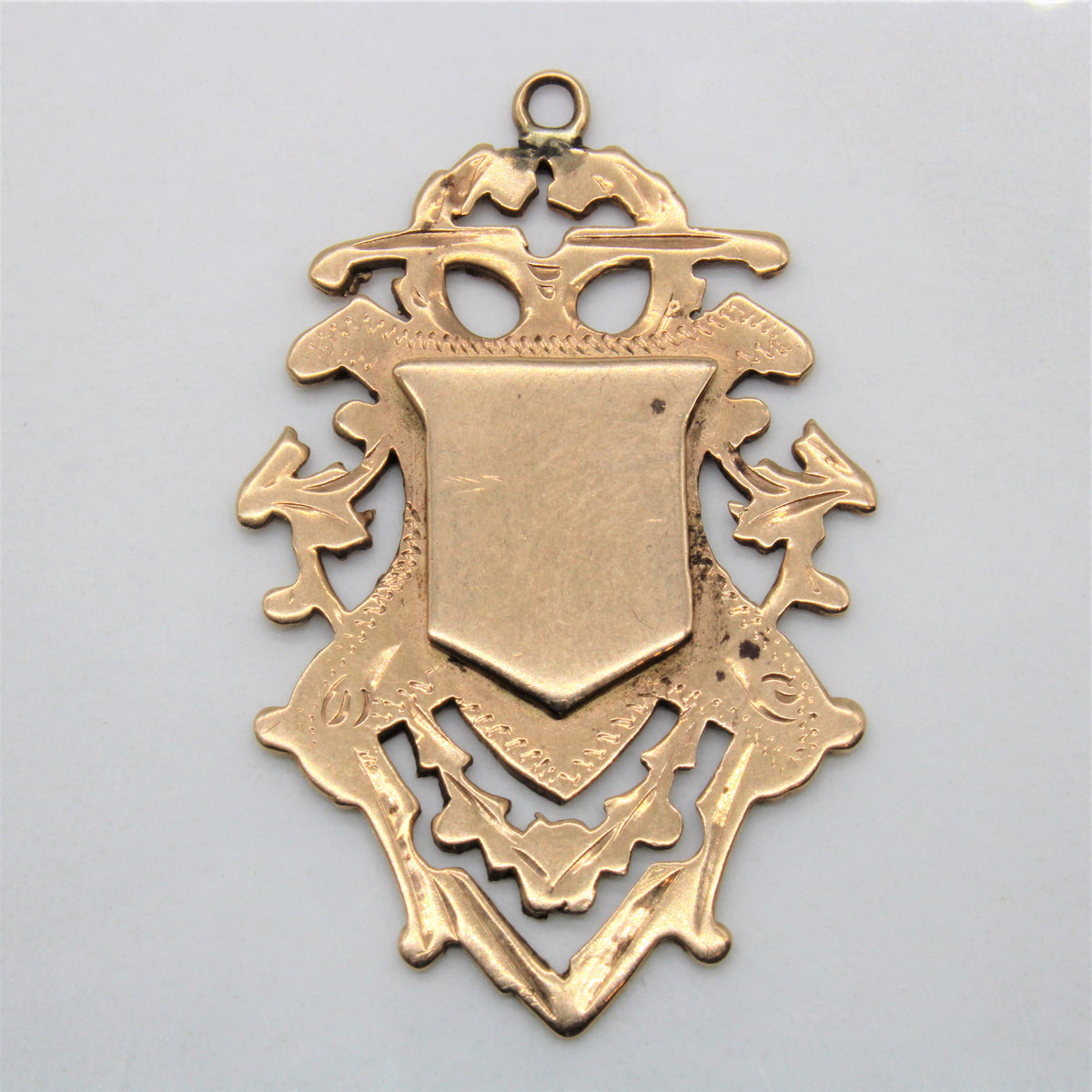 Victorian 1899 9k Gold Shield Pendant