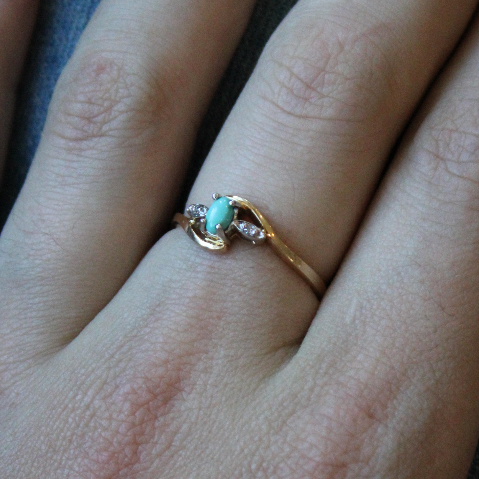 Turquoise & Diamond Bypass Ring | 0.17ct, 0.02ctw | SZ 9 |