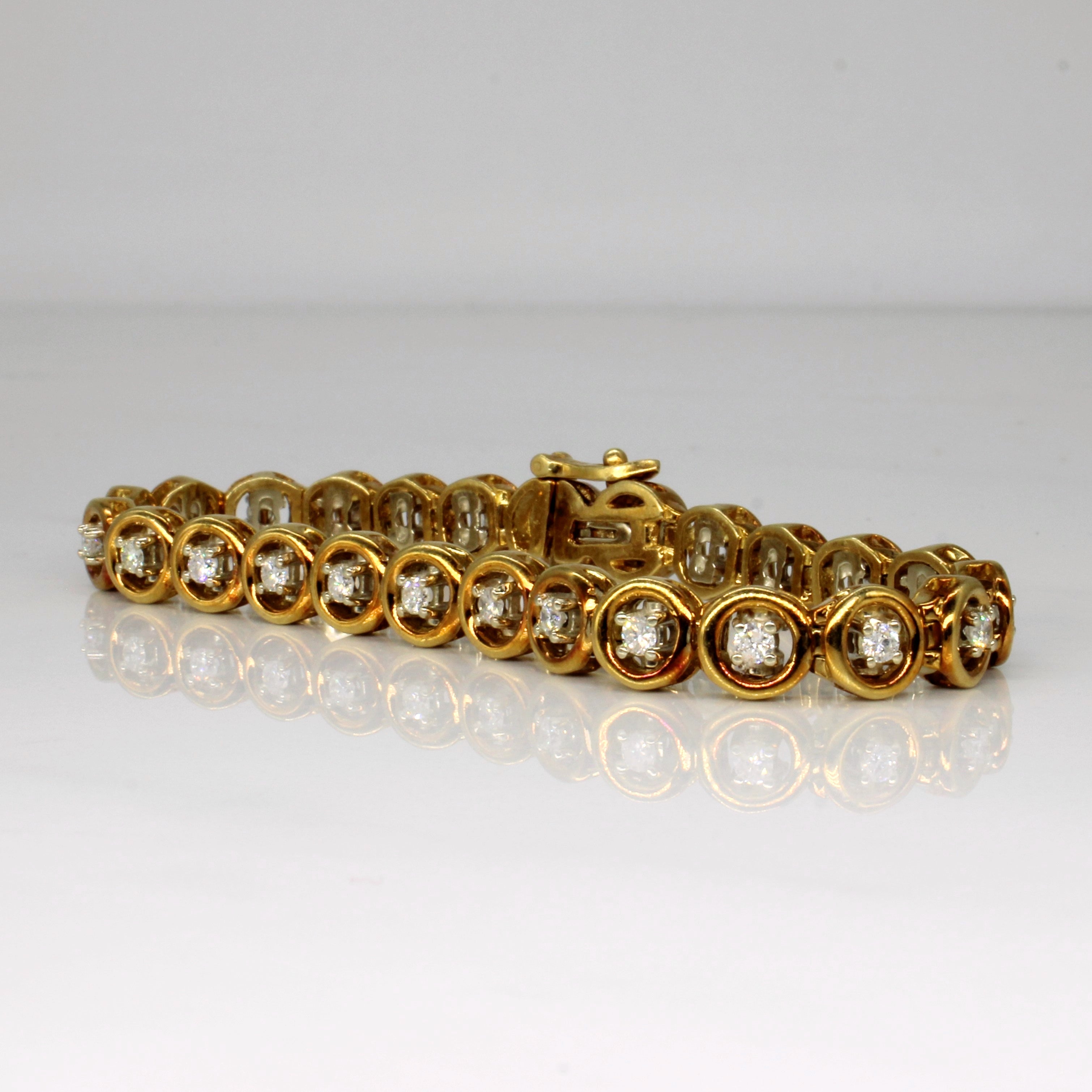 Diamond Circle Link Bracelet | 1.50ctw | 7" |