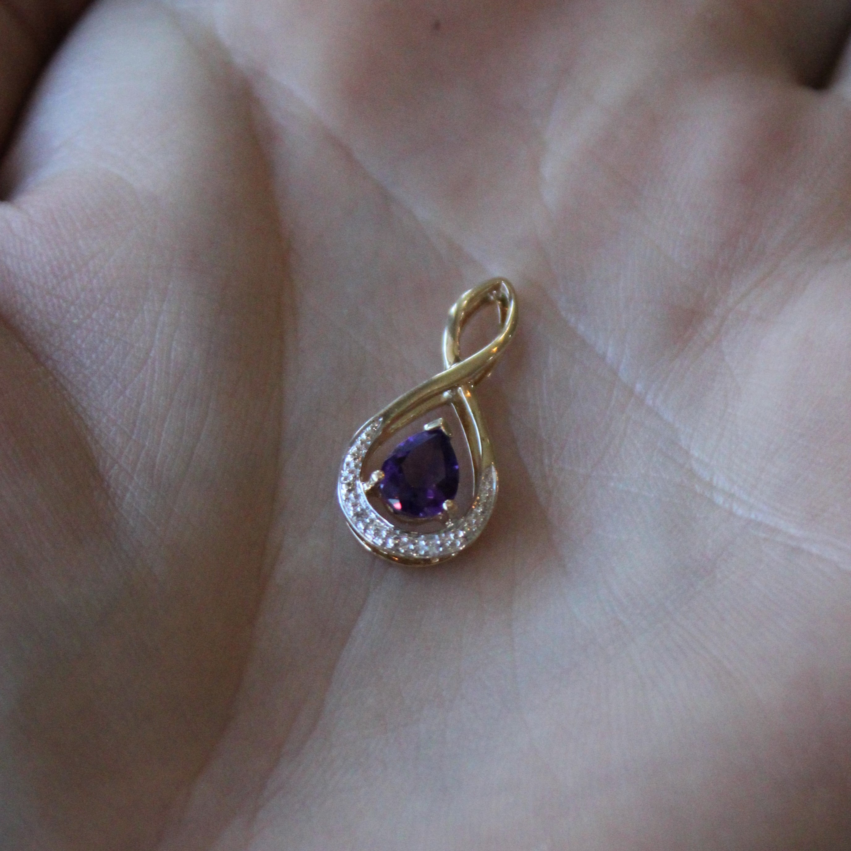 Amethyst & Diamond Drop Pendant | 0.58ct, 0.01ctw |