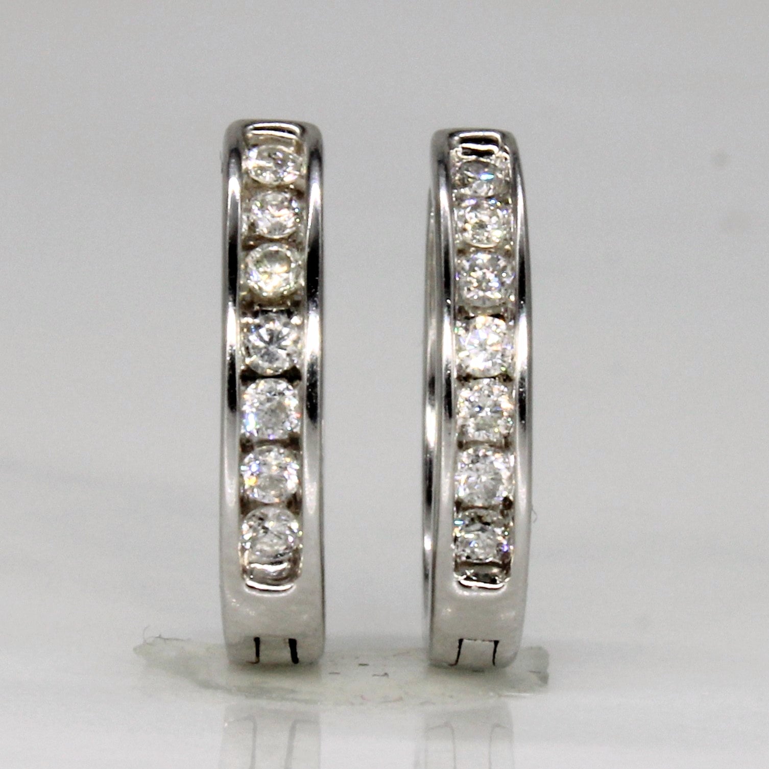Channel Set Diamond Hoop Earrings 0.28ctw 100 Ways