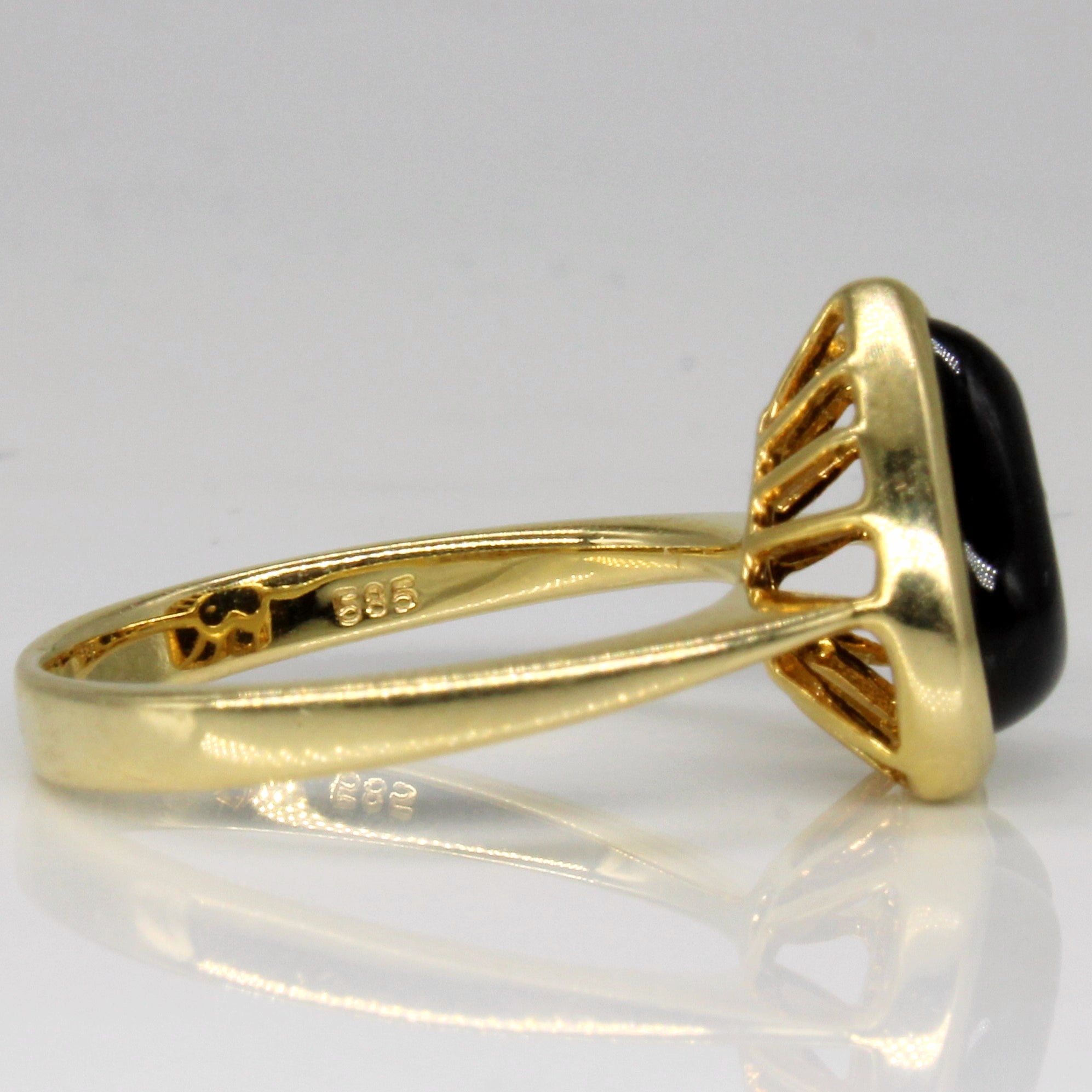 Vintage Onyx & Diamond Heart Ring | 2.15ct, 0.03ct | SZ 7 |