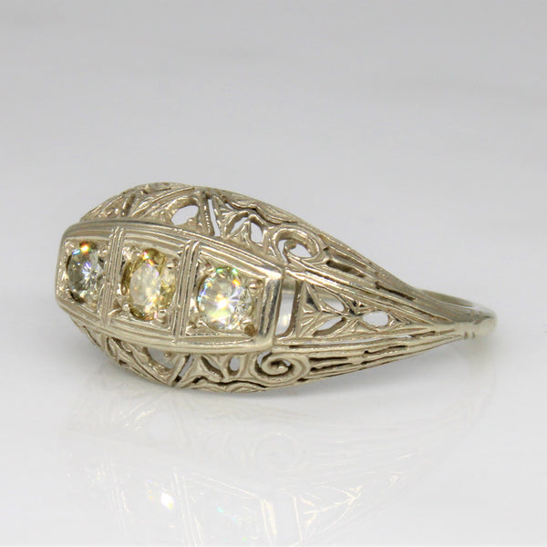 Art Deco White & Yellow Diamond Ring | 0.35ctw | SZ 6 |