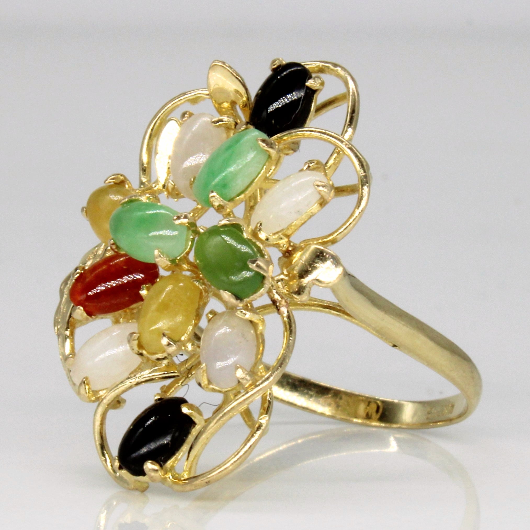 Multi Colour Jade Cocktail Ring | 3.00ctw | SZ 6.75 |