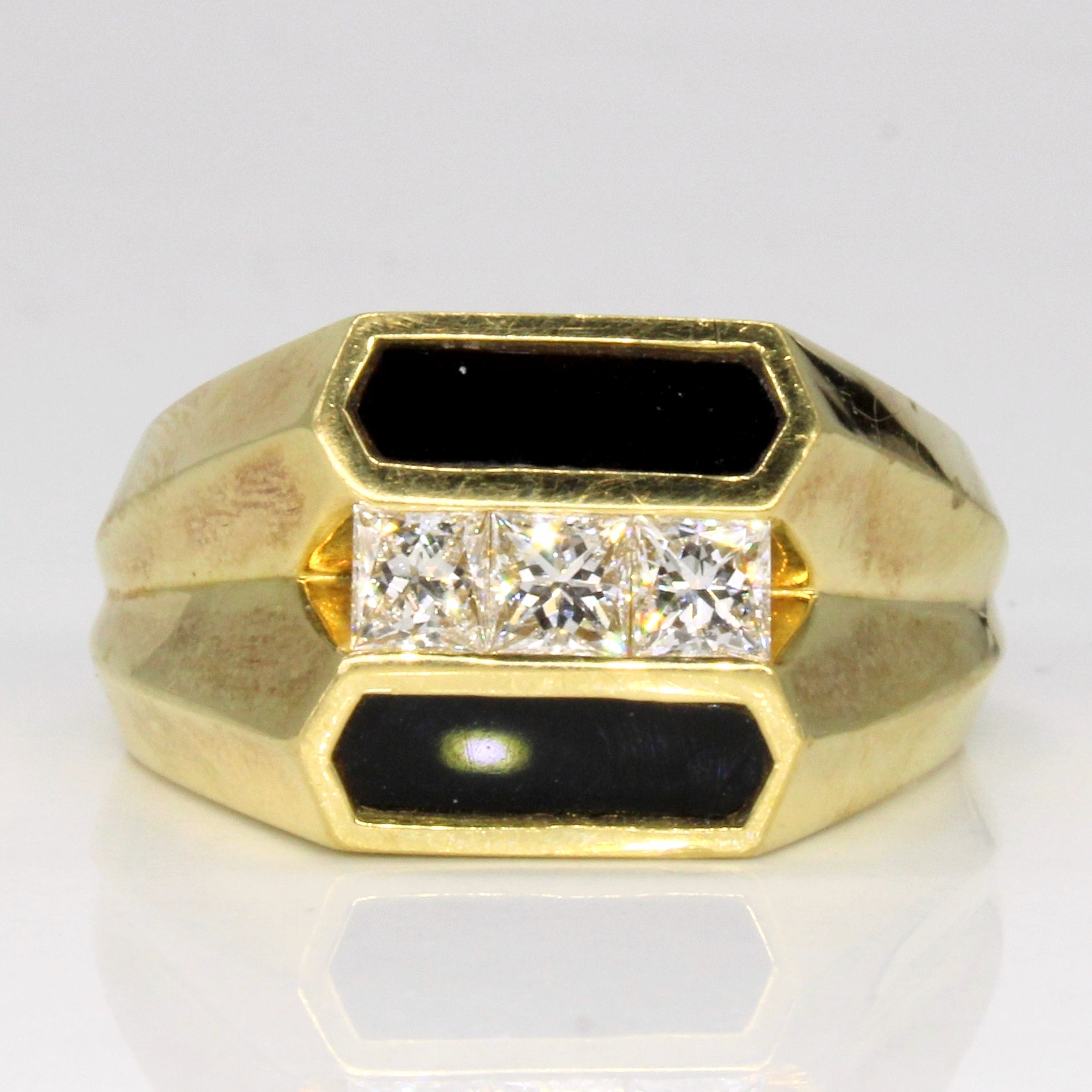 Diamond & Black Onyx Inlay 18k Ring | 0.66ctw, 1.6ctw | SZ 10.25 |