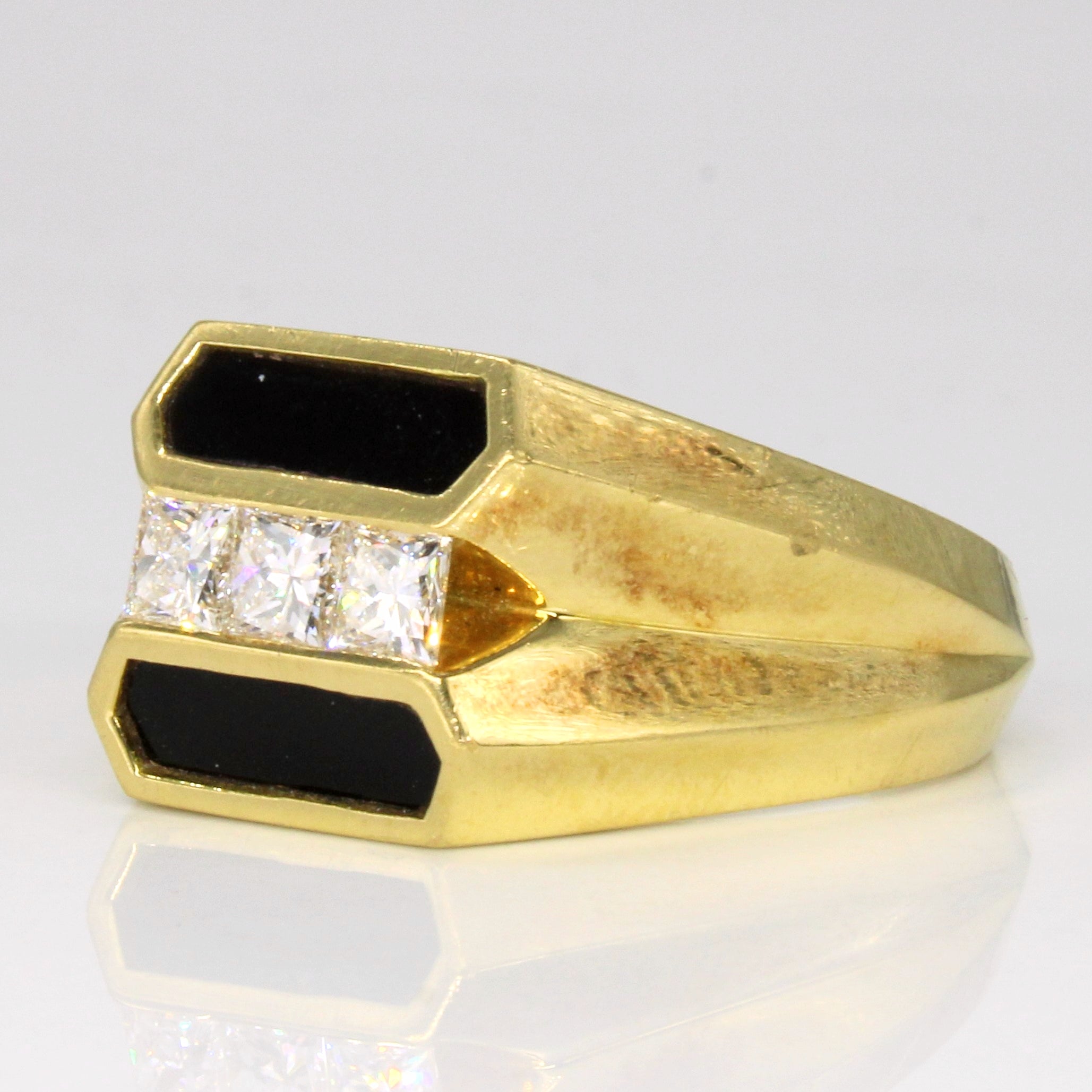 Diamond & Black Onyx Inlay 18k Ring | 0.66ctw, 1.6ctw | SZ 10.25 |