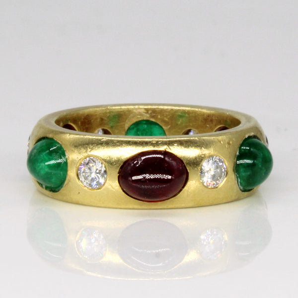Ruby, Emerald and Diamond Cocktail Ring | 3.81ctw | SZ 4.25 |