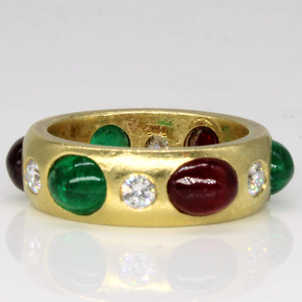 Ruby, Emerald and Diamond Cocktail Ring | 3.81ctw | SZ 4.25 |