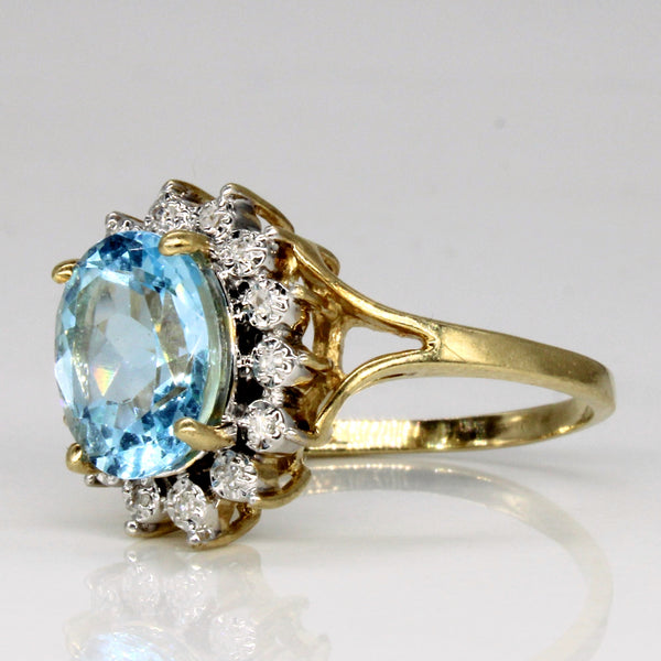 Blue Topaz & Diamond Cocktail Ring | 2.75ct, 0.07ctw | SZ 7.75 |