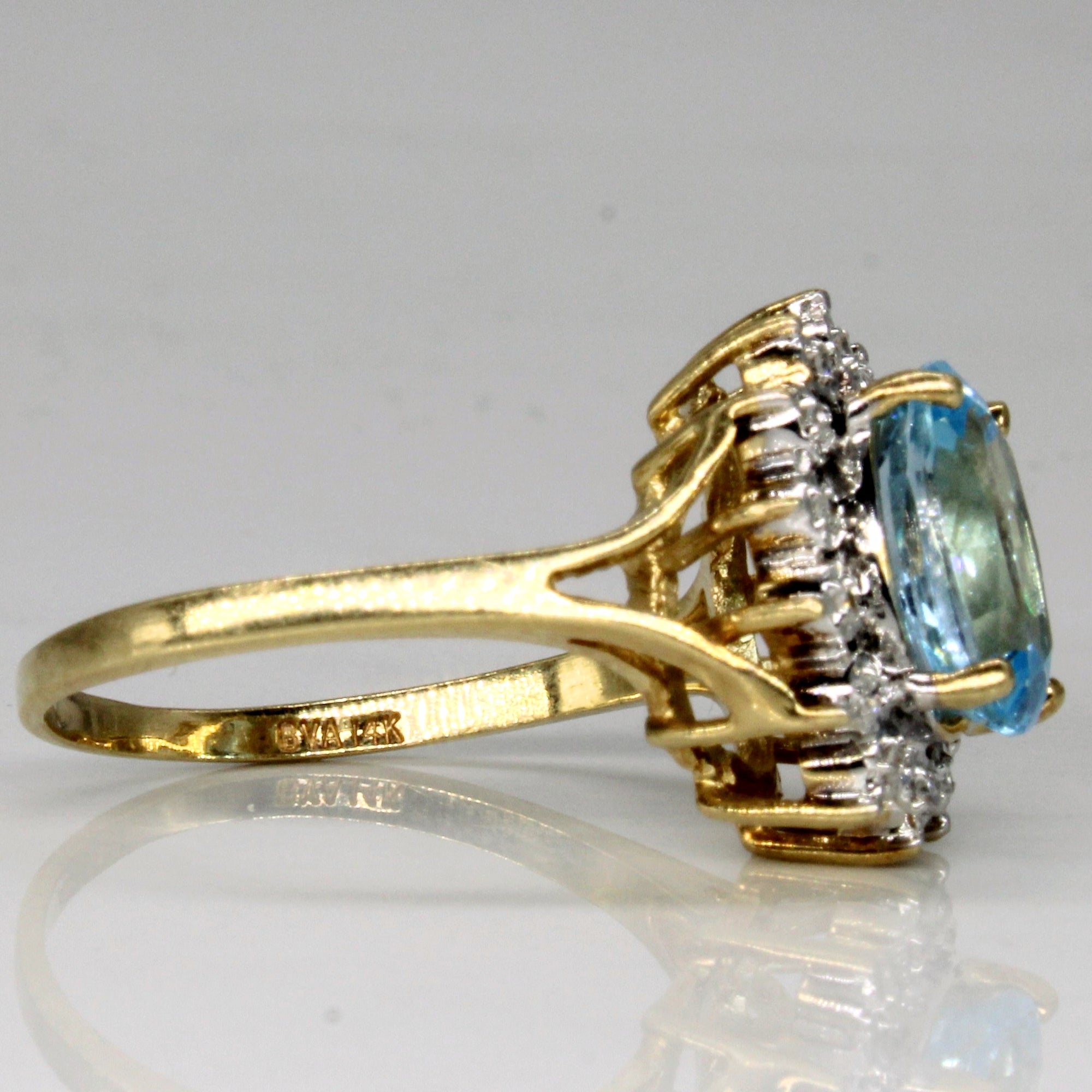 Blue Topaz & Diamond Cocktail Ring | 2.75ct, 0.07ctw | SZ 7.75 |