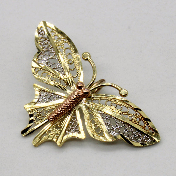 10k Multi Tone Gold Butterfly Pendant