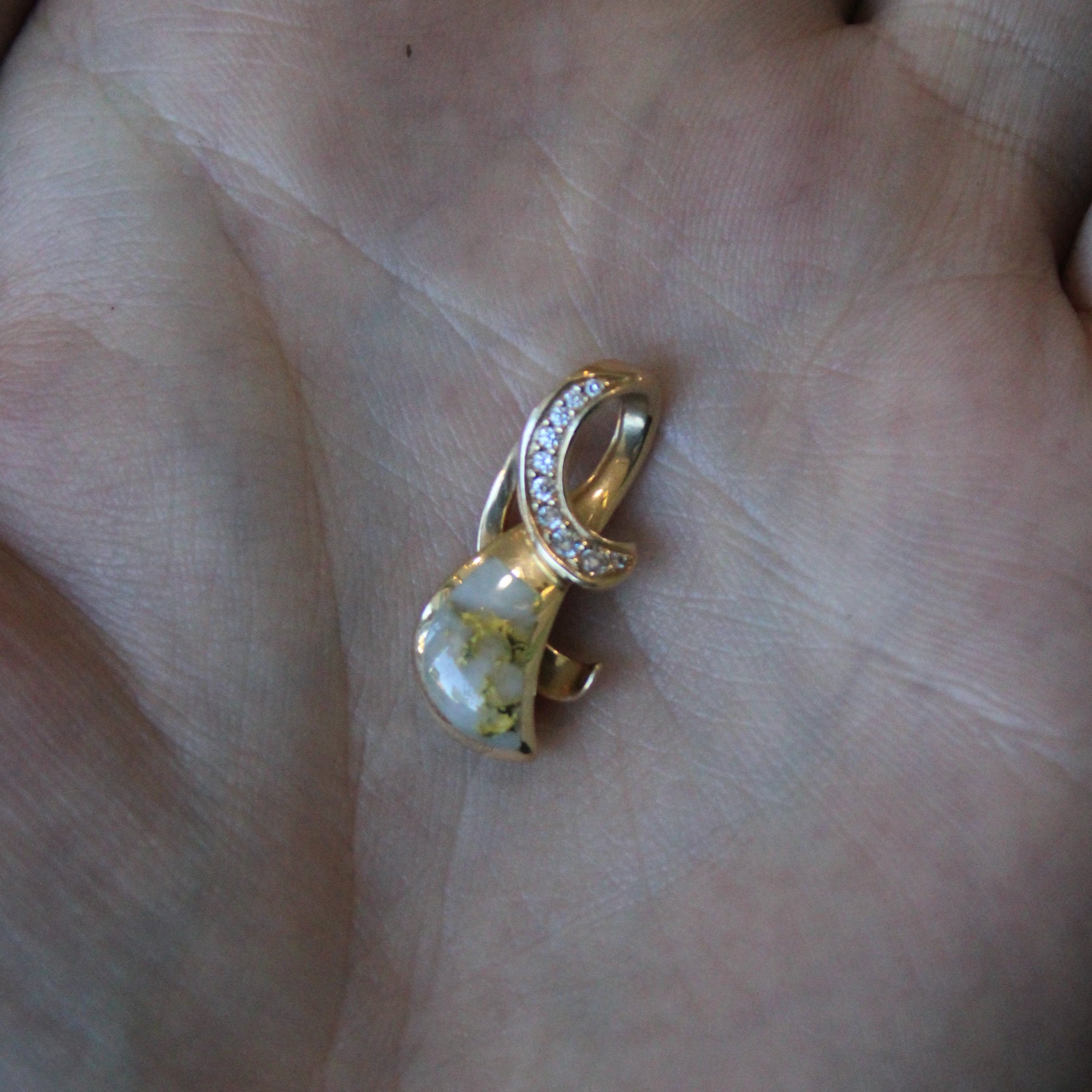 Gold Quartz Nugget & Diamond Swirl Pendant | 1.40ct, 0.11ctw |
