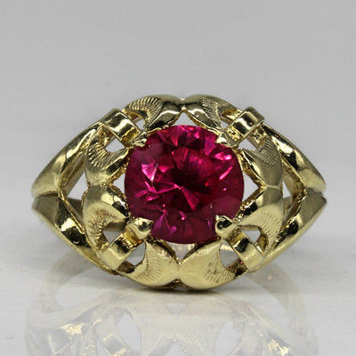 Ornate Synthetic Ruby Cocktail Ring | 2.10ct | SZ 7.5 |