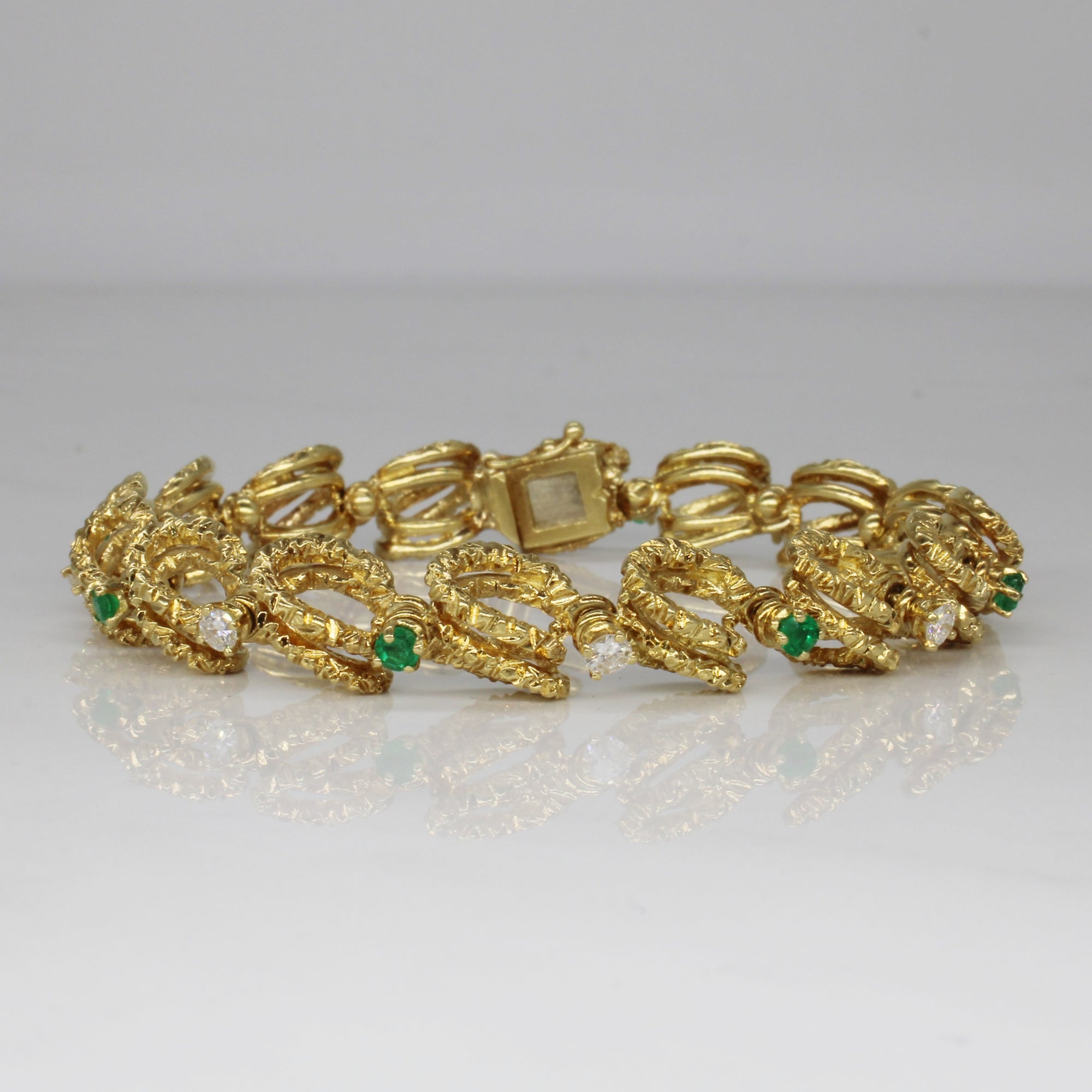 Diamond & Emerald Link Bracelet | 0.68ctw, 0.40ctw | 7.5