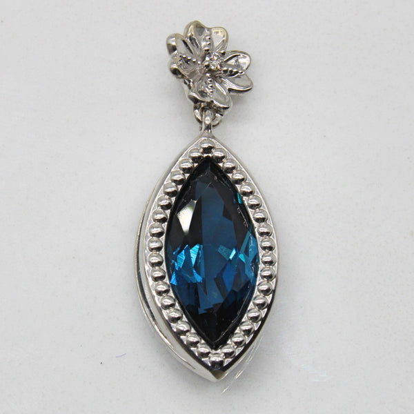 London Blue Topaz & Diamond Marquise Pendant | 2.80ct, 0.02ct |