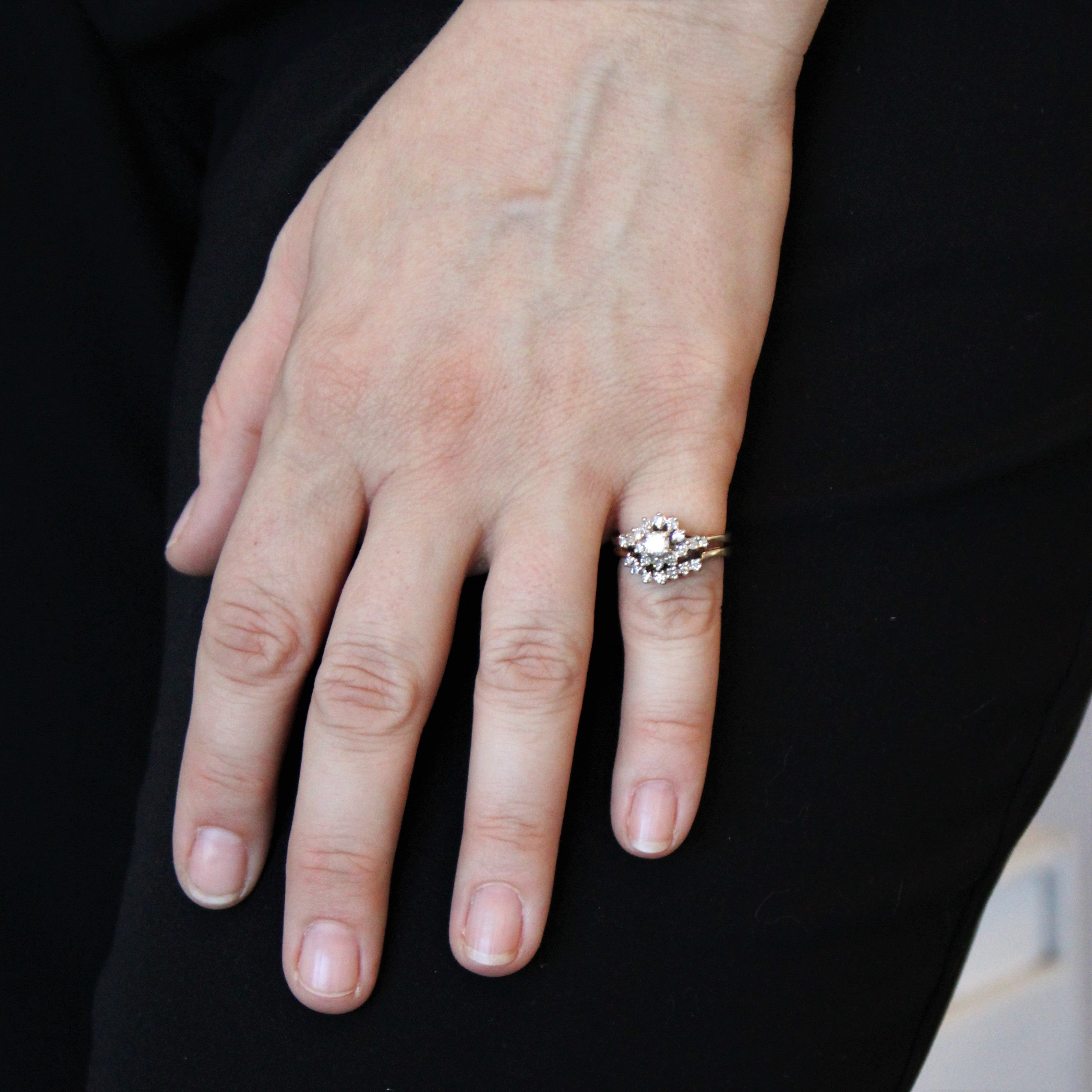 Ensemble de mariage en diamants en grappe | 0,60 ct | Taille 6,5 | 