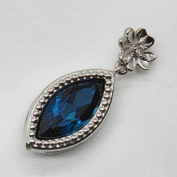 London Blue Topaz & Diamond Marquise Pendant | 2.80ct, 0.02ct |