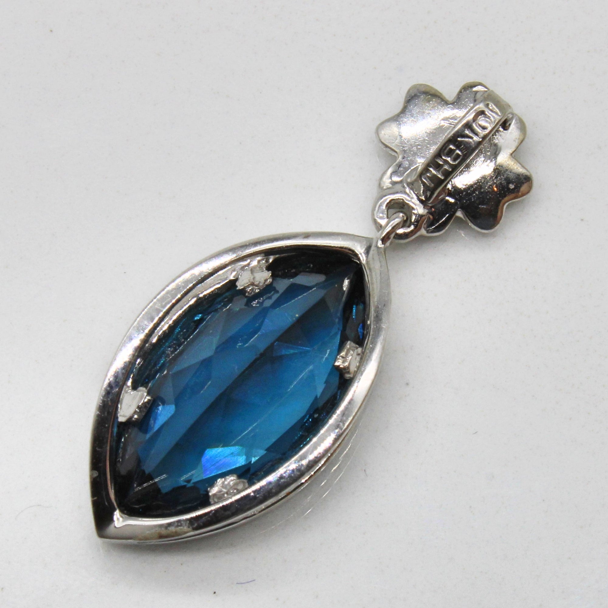 London Blue Topaz & Diamond Marquise Pendant | 2.80ct, 0.02ct |