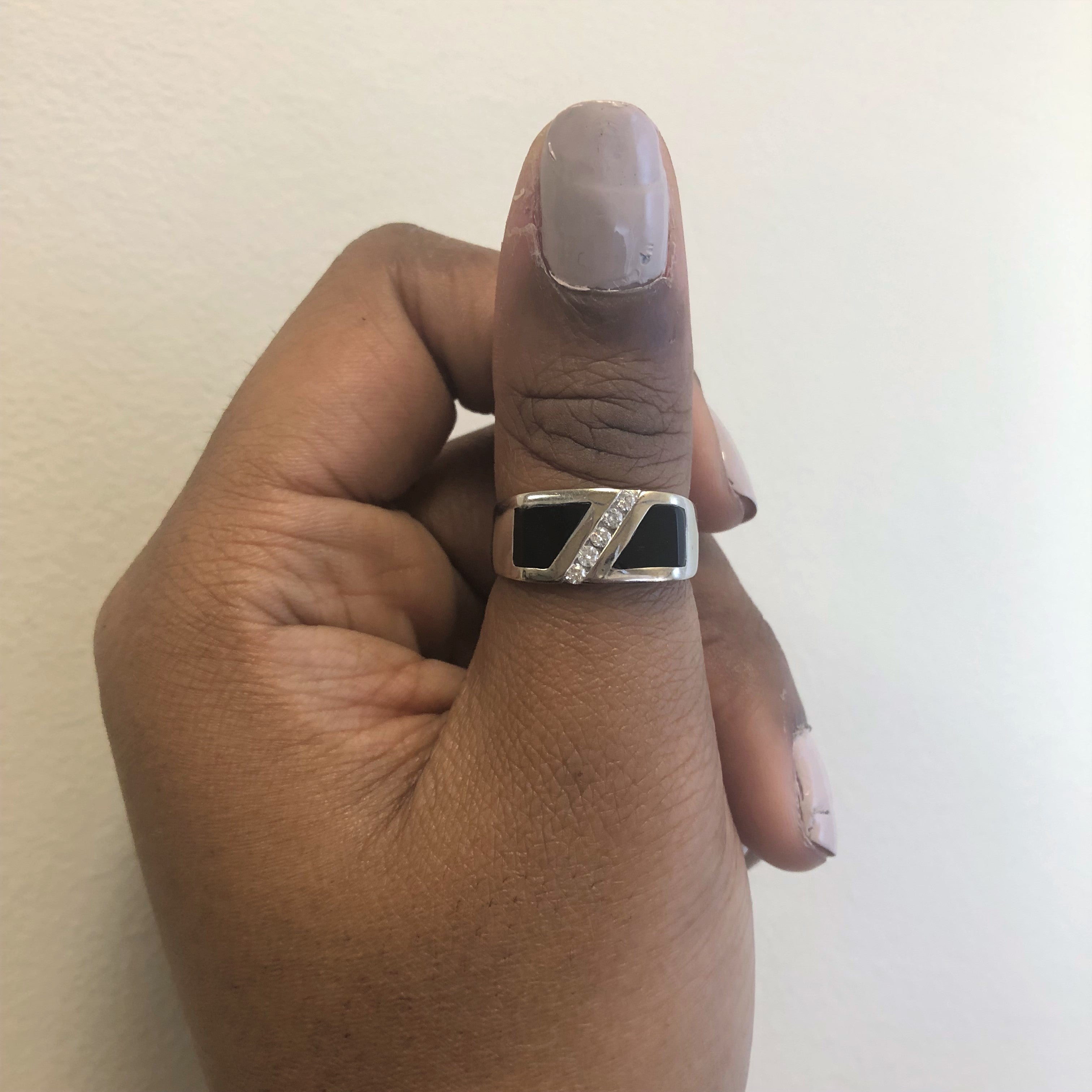 Channel Set Diamond & Onyx Ring | 1.99ctw | SZ 10.25 |