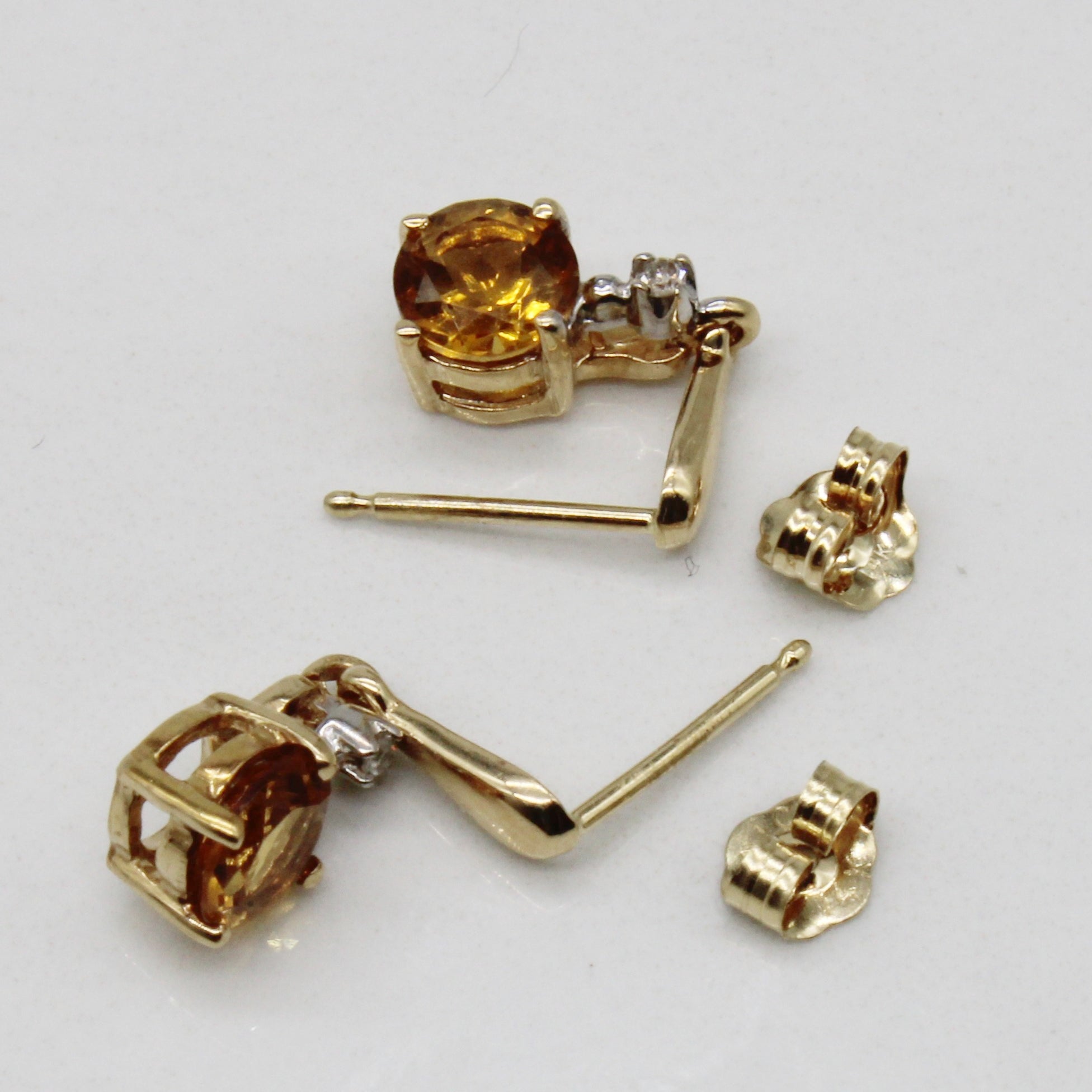 Citrine & Diamond Drop Earrings | 0.82ctw, 0.01ctw |