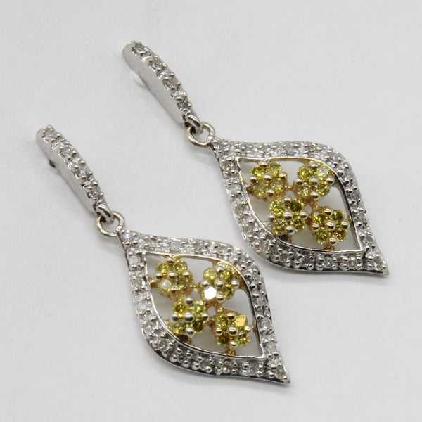 Two Tone Diamond Drop Earrings | 0.34ctw |