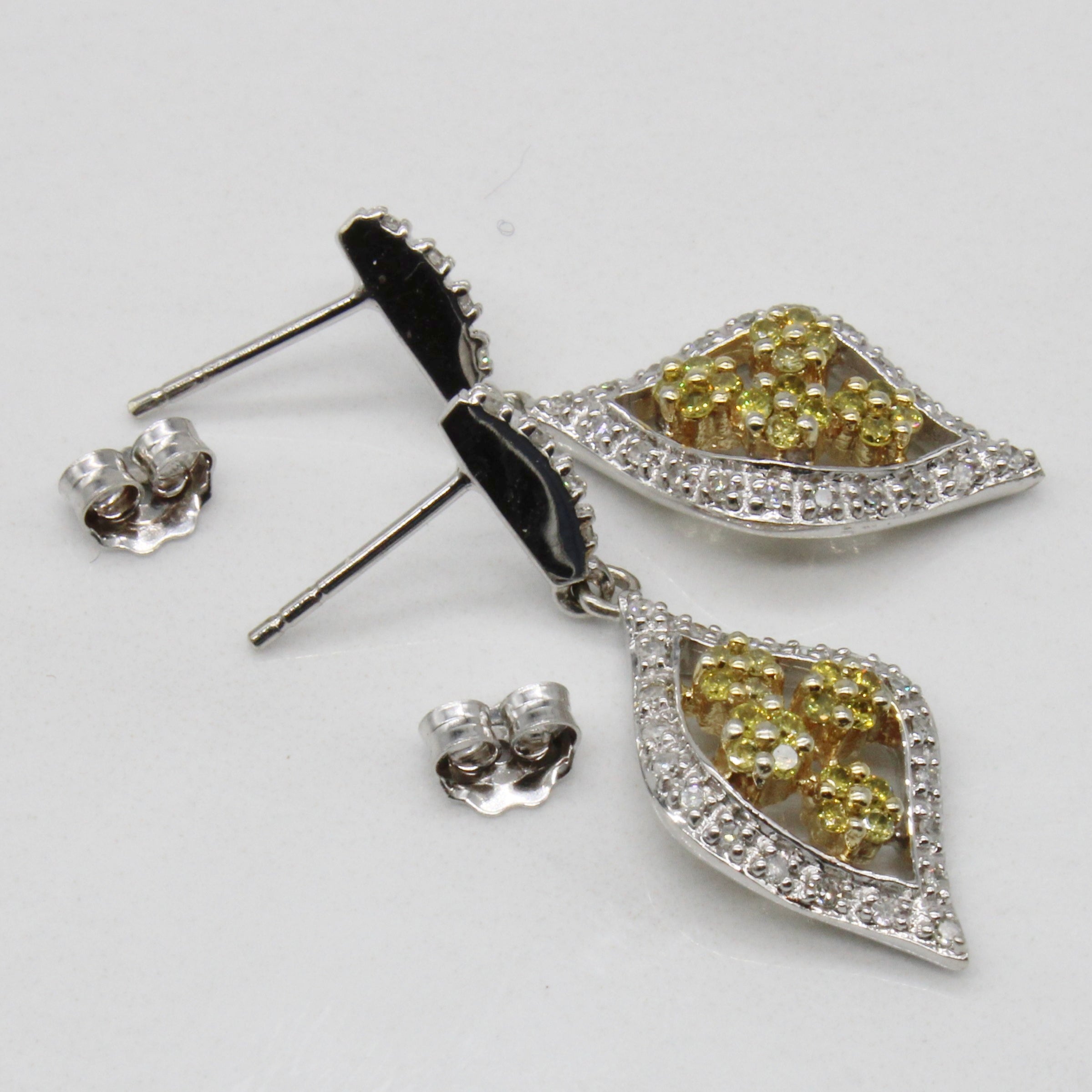 Two Tone Diamond Drop Earrings | 0.34ctw |