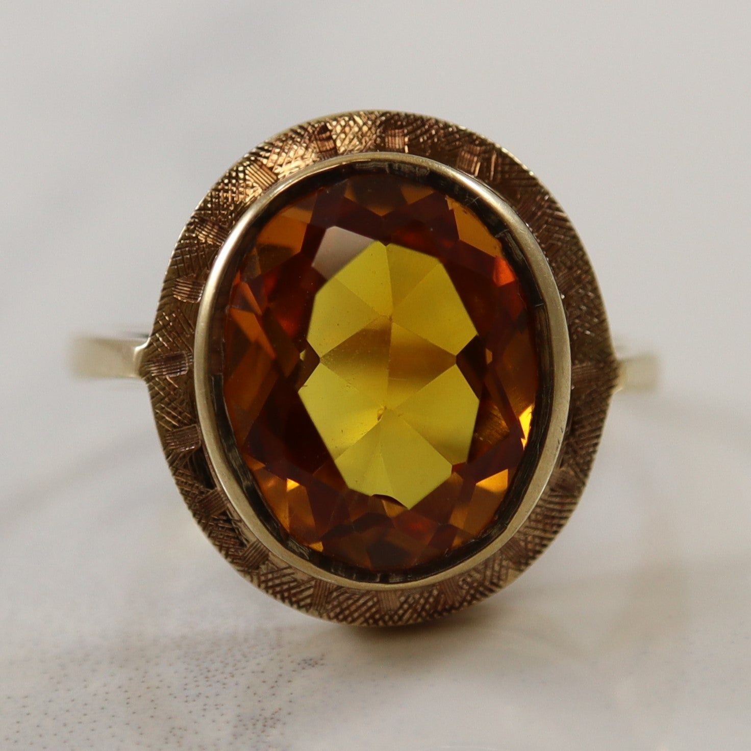 1960s Synthetic Yellow Sapphire Cocktail Ring | 5.00ct | SZ 6.25 |