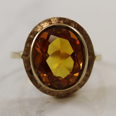1960s Synthetic Yellow Sapphire Cocktail Ring | 5.00ct | SZ 6.25 |