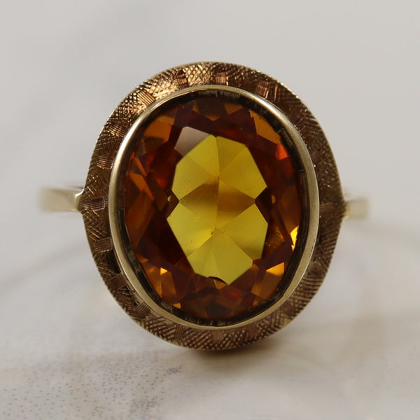 1960s Synthetic Yellow Sapphire Cocktail Ring | 5.00ct | SZ 6.25 |