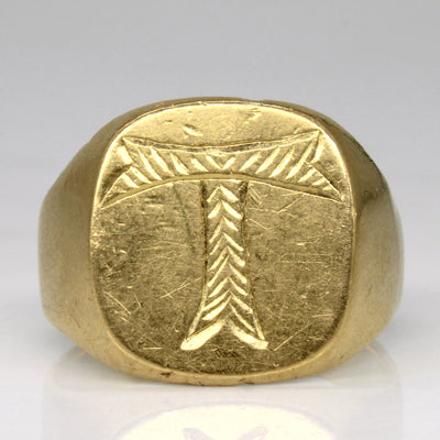 21k Yellow Gold 'T' Signet Ring | SZ 9.25 |