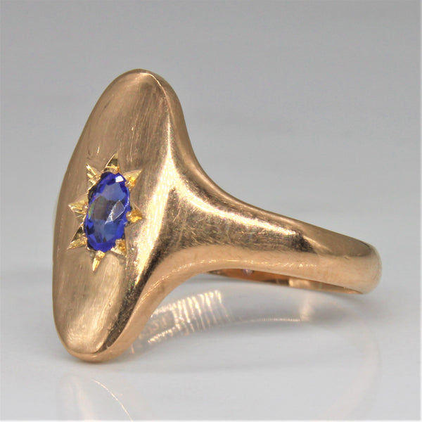 Mid Century Blue Glass Ring | 0.25ct | SZ 9.75 |