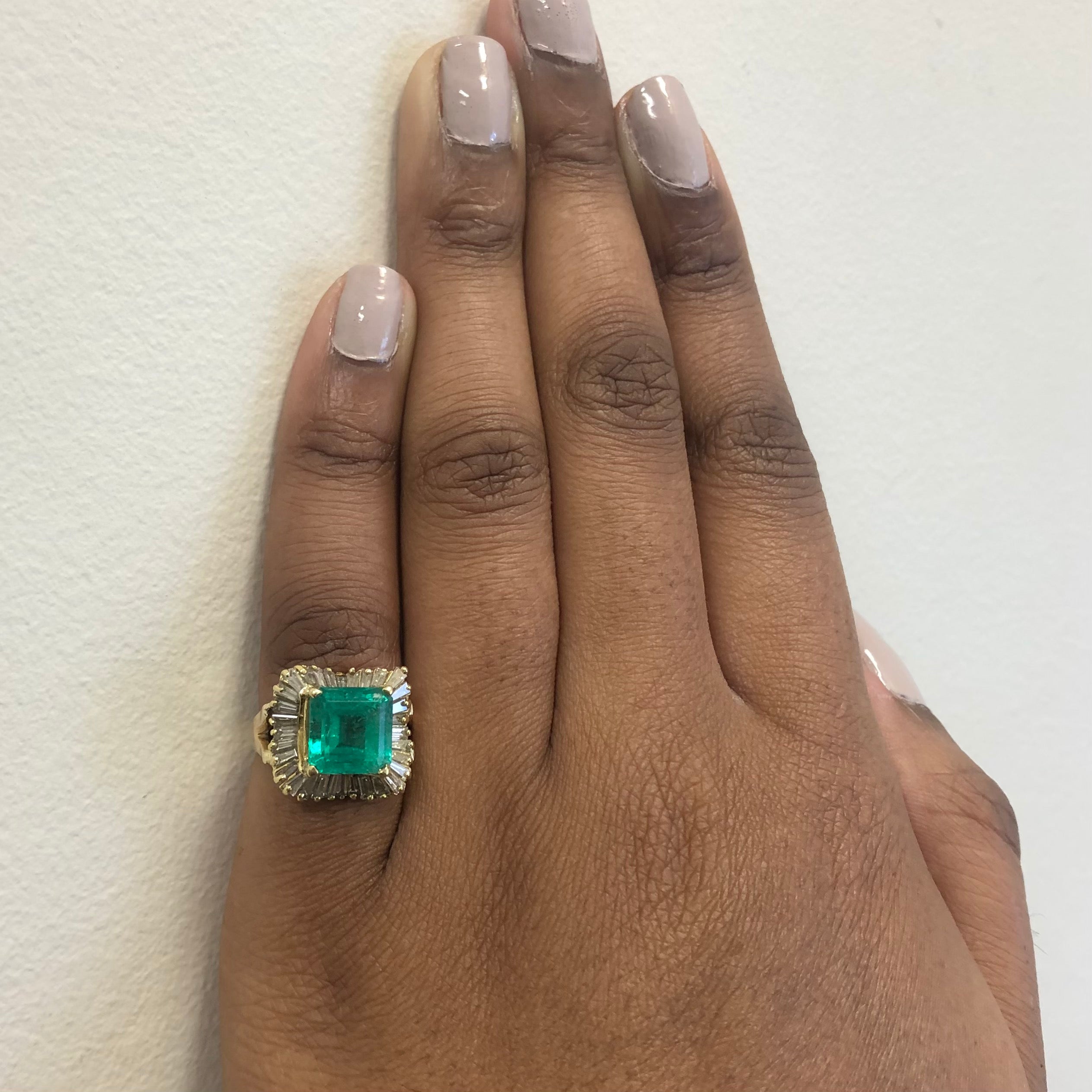 Asscher Cut Emerald & Diamond Halo Ring | 3.85ctw, 0.75ctw | SZ 5 |