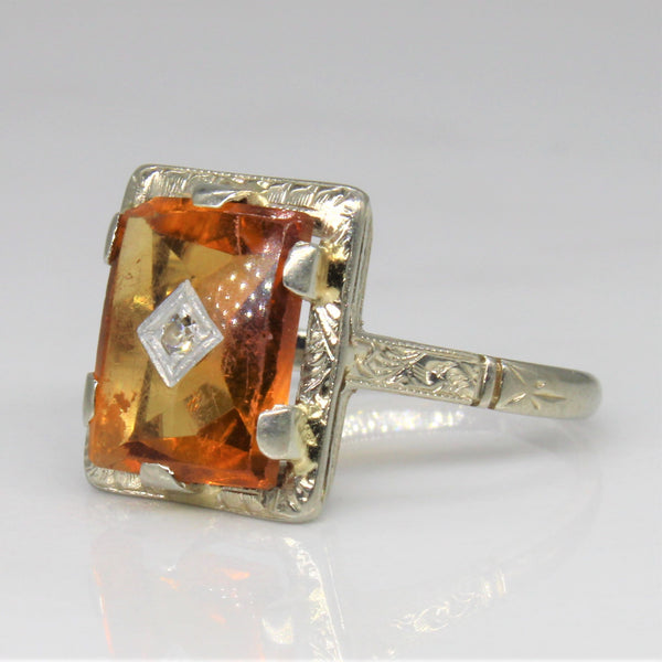 Art Deco Citrine & Diamond Cocktail Ring | 2.50ct, 0.01ct | SZ 4 |