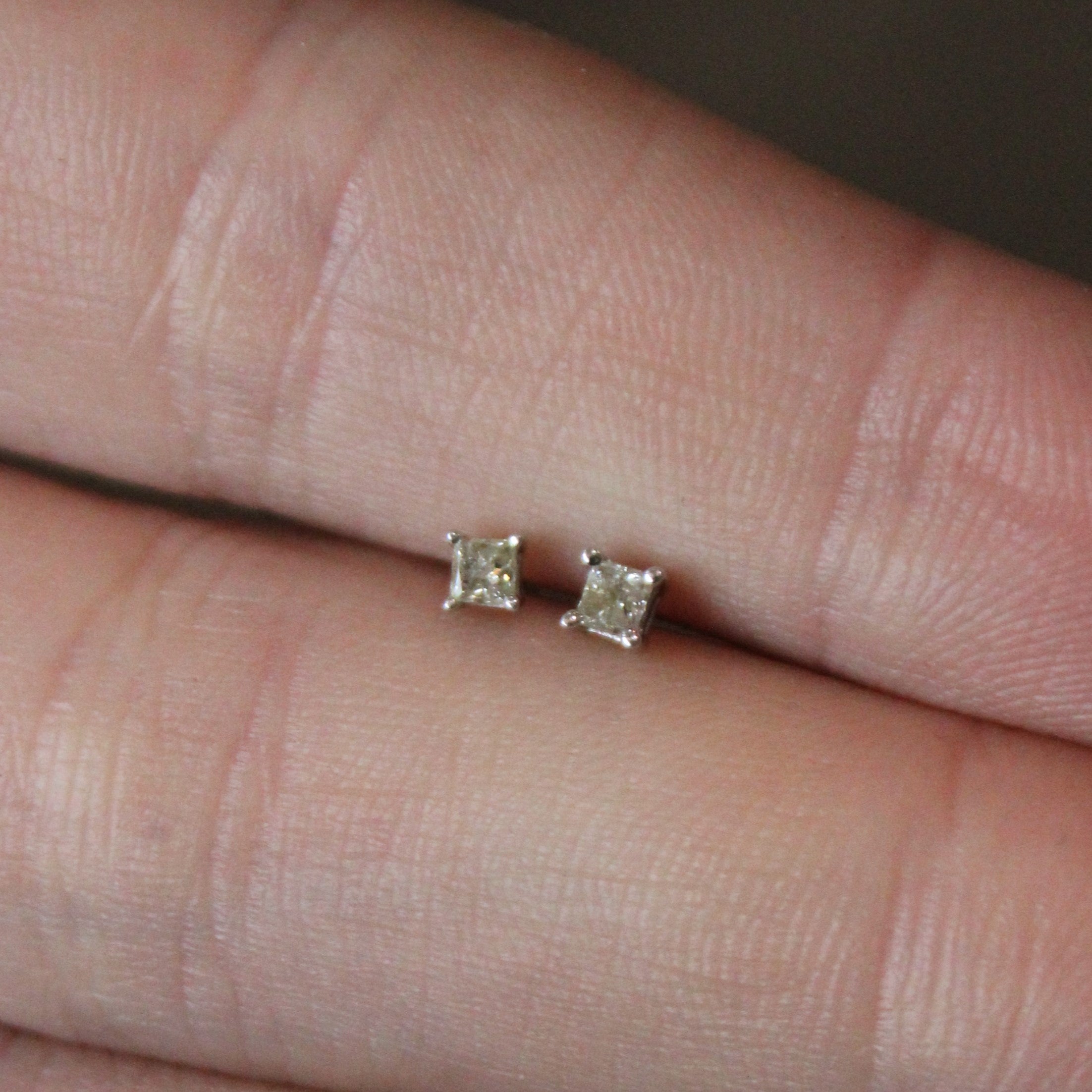 Diamond Princess Cut 14k Stud Earrings | 0.13ctw |