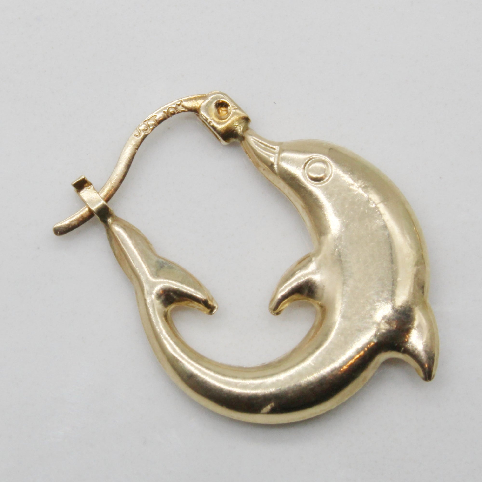10k Yellow Gold Dolphin Hoop Earrings |