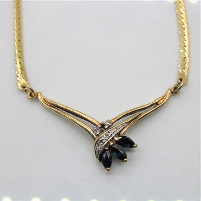 Marquise Sapphire & Diamond Necklace | 0.33ctw, 0.03ctw | 17.5