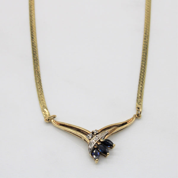 Marquise Sapphire & Diamond Necklace | 0.33ctw, 0.03ctw | 17.5