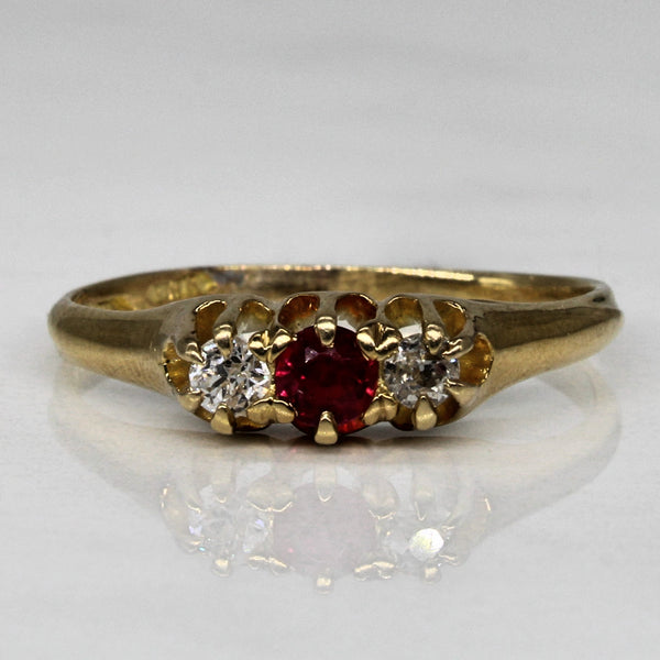 1930s Diamond & Synthetic Ruby Ring | 0.12ctw, 0.10ct | SZ 8 |