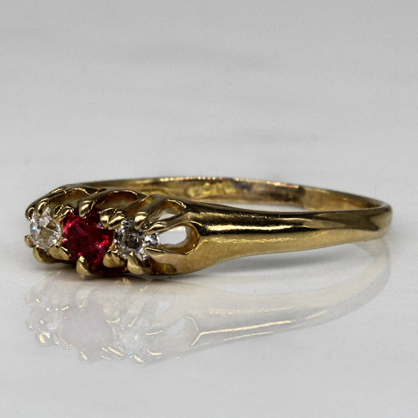 1930s Diamond & Synthetic Ruby Ring | 0.12ctw, 0.10ct | SZ 8 |
