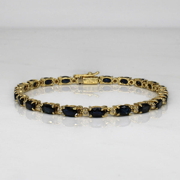 Sapphire & Diamond Line Bracelet | 5.05ctw, 0.11ctw | 7