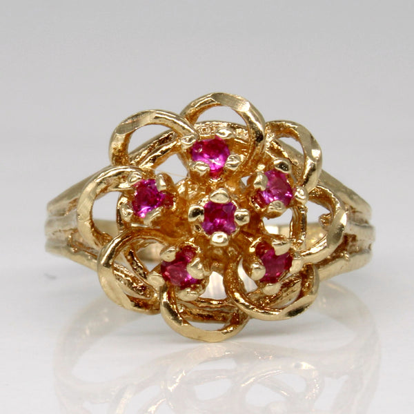 High Set Synthetic Ruby Cocktail Ring | 0.13ctw | SZ 6.25 |