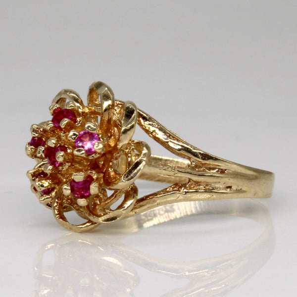 High Set Synthetic Ruby Cocktail Ring | 0.13ctw | SZ 6.25 |