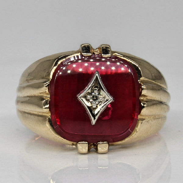 Synthetic Ruby & Diamond Ring | 3.80ct, 0.01ct | SZ 9.5 |