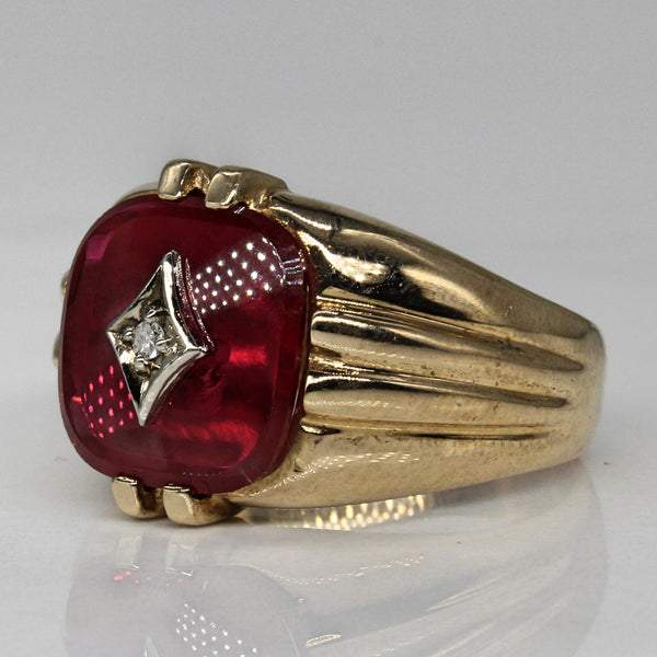 Synthetic Ruby & Diamond Ring | 3.80ct, 0.01ct | SZ 9.5 |