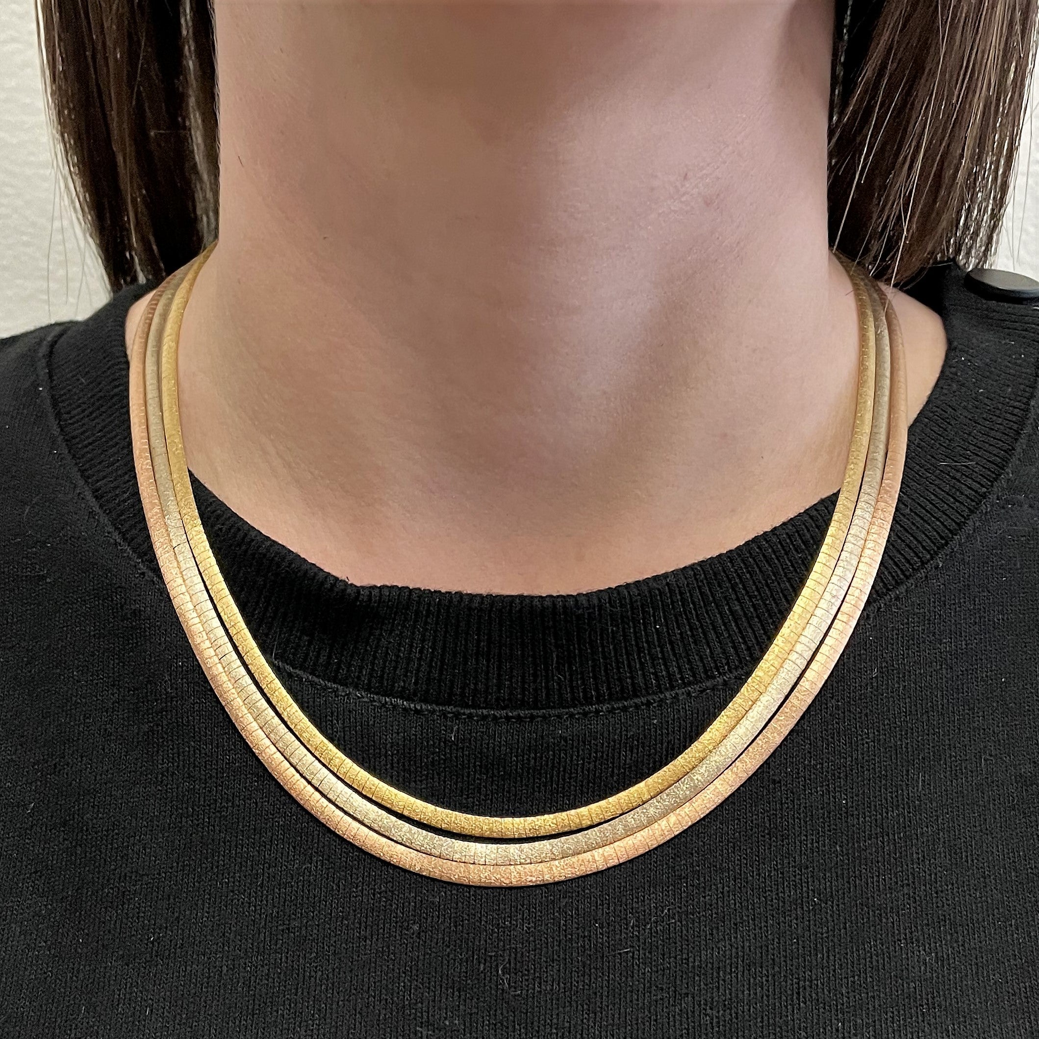 Triple Strand Omega Chain Necklace | 18" |