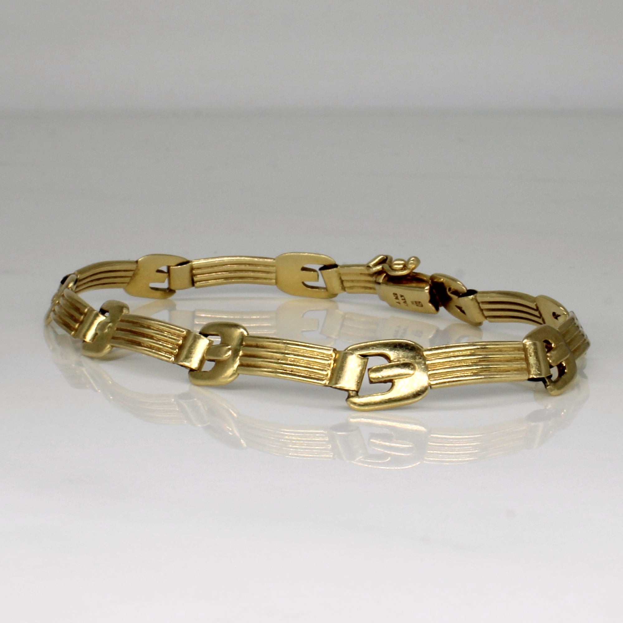 14k Yellow Gold Buckle Bracelet | 7