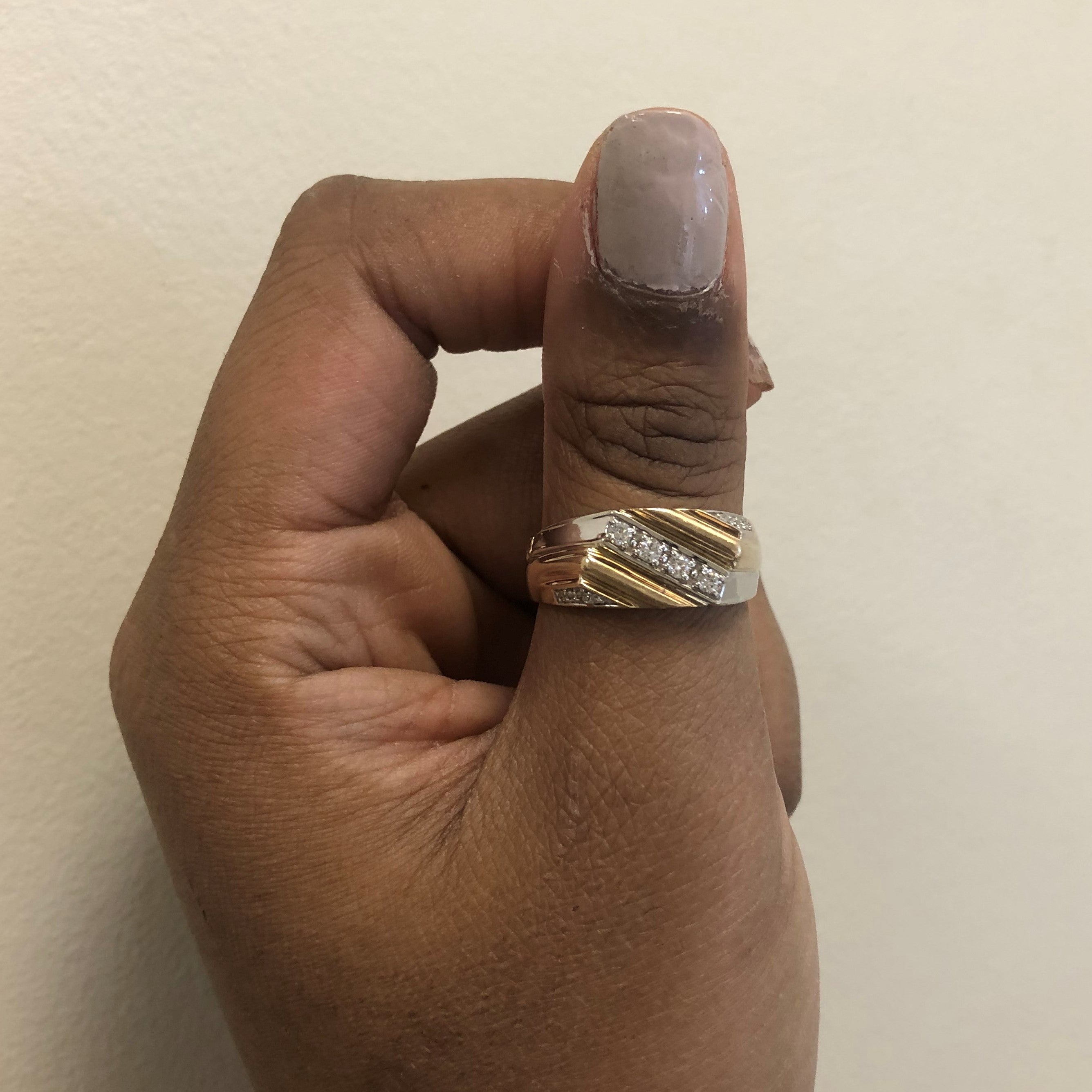Two Tone Gold Diamond Channel Ring | 0.26ctw | SZ 12.25 |