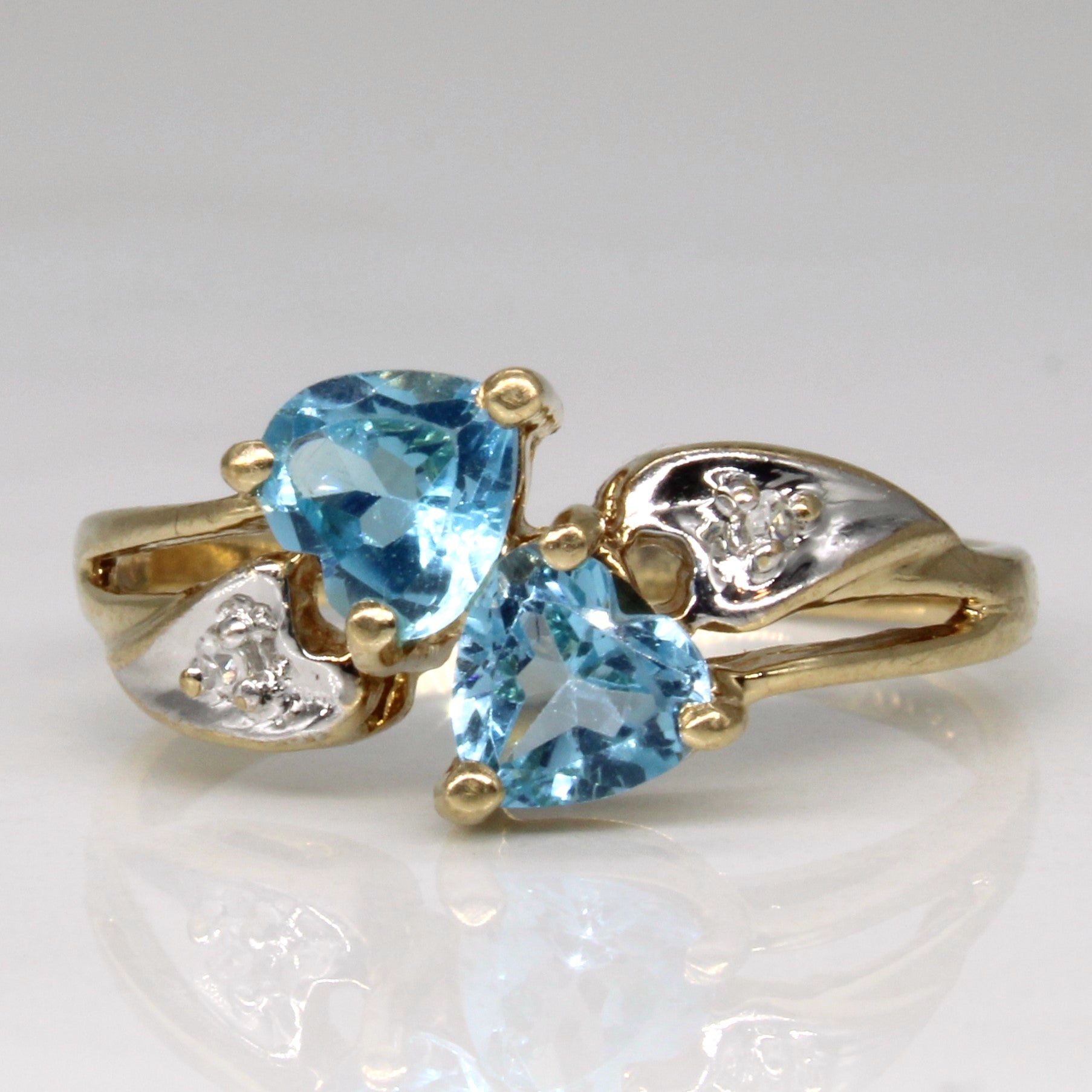 Bypass Topaz & Diamond Heart Ring | 0.82ctw, 0.02ctw | SZ 7 |