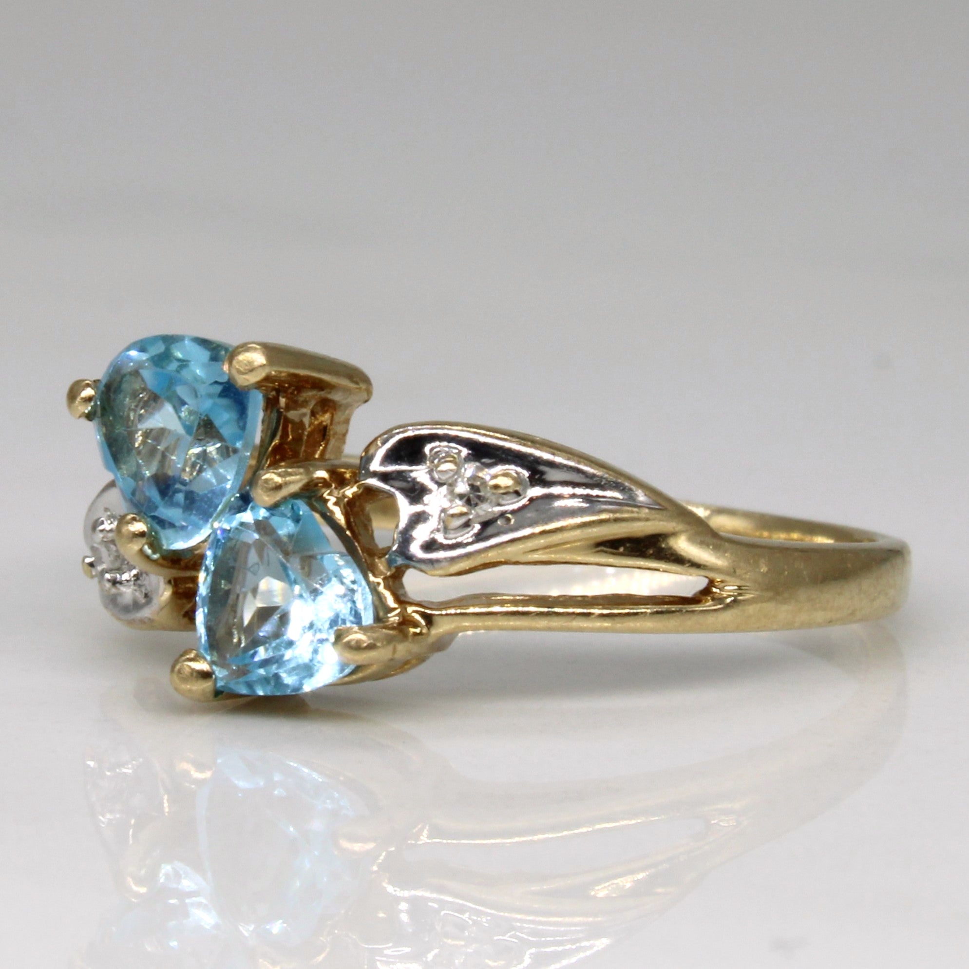 Bypass Topaz & Diamond Heart Ring | 0.82ctw, 0.02ctw | SZ 7 |